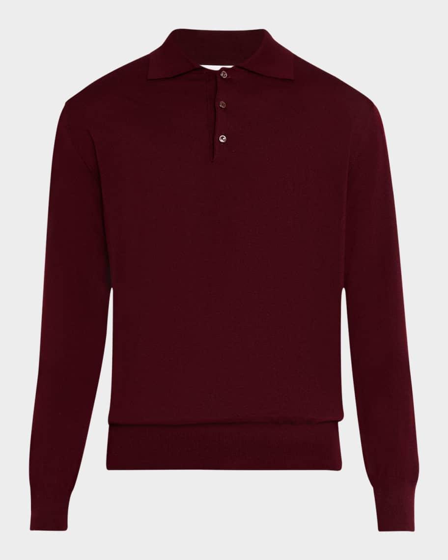 Mens Merino Wool Polo Sweater Product Image