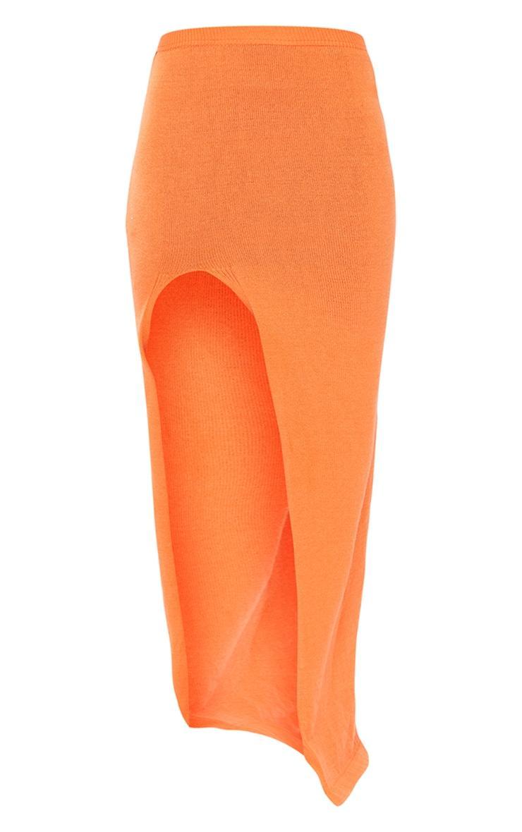 Orange Knit Extreme Split Maxi Skirt Product Image