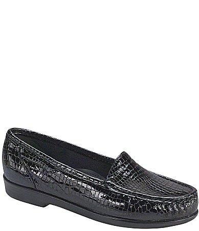 SAS Simplify Crocodile Embossed Leather Moccasin Loafers Product Image