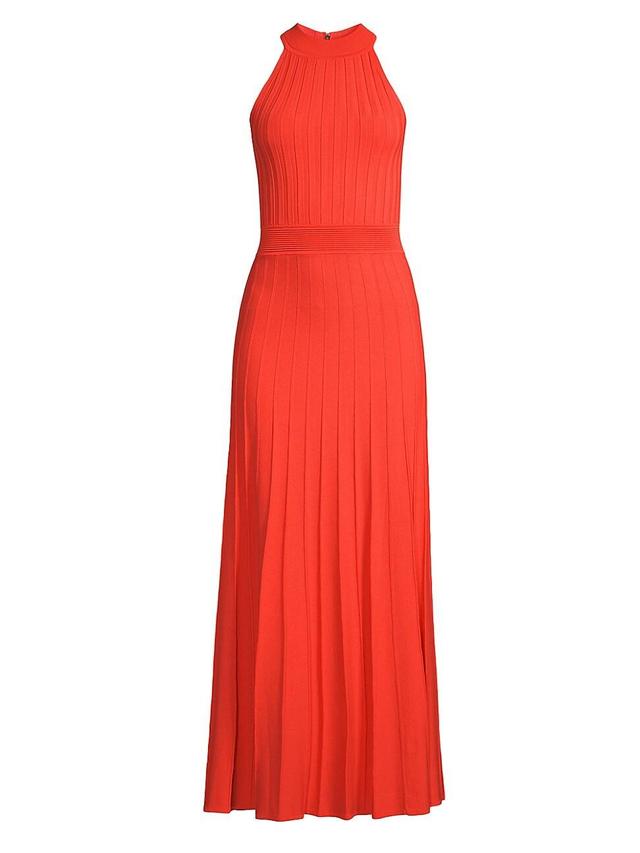 Ribbed Stretch Knit Halter Dress Product Image