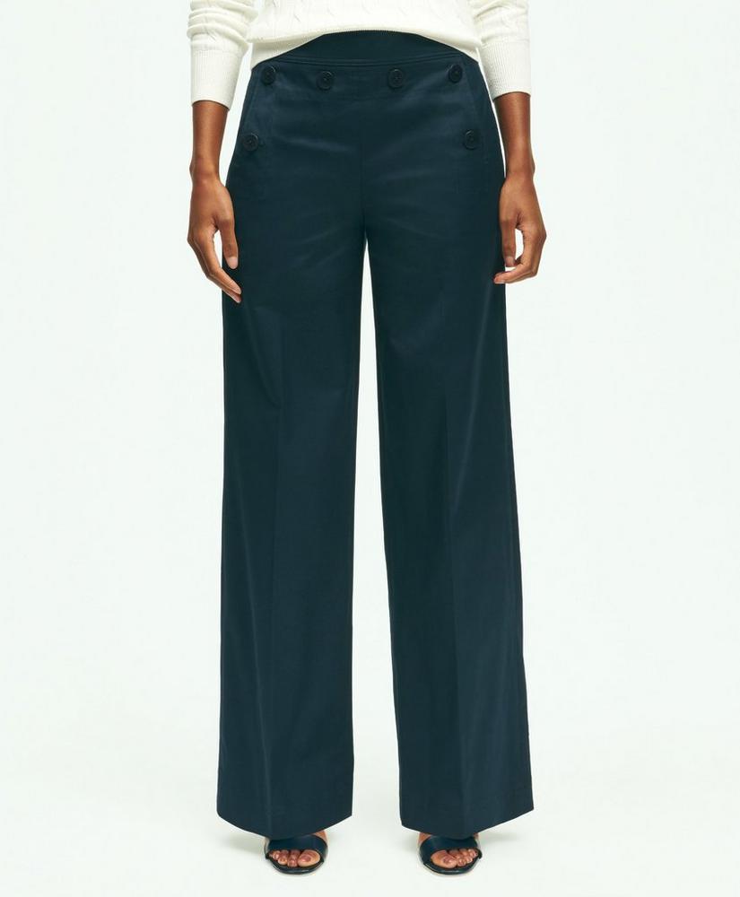 Cotton Twill Wide-Leg Sailor Pants Product Image