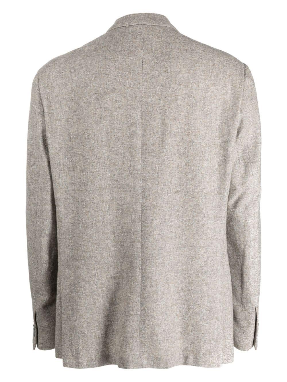 Single-breasted Virgin-wool Blend Blazer In Grey Product Image