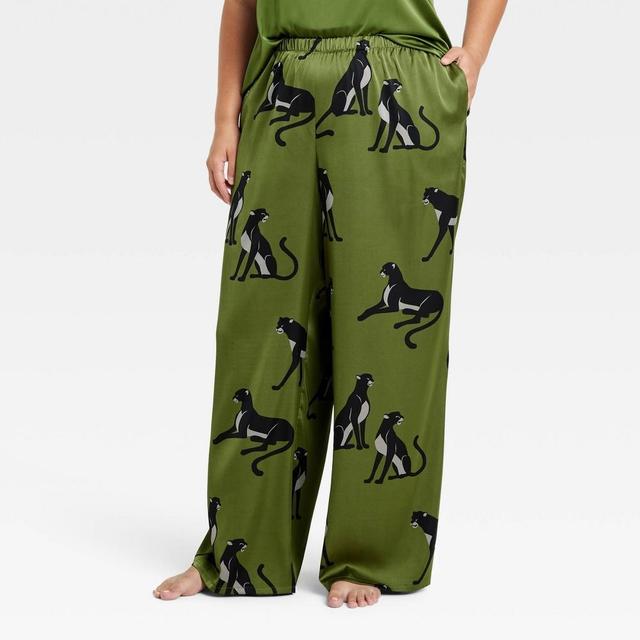 Womens Satin Pajama Pants - Auden /Panther 1X Product Image