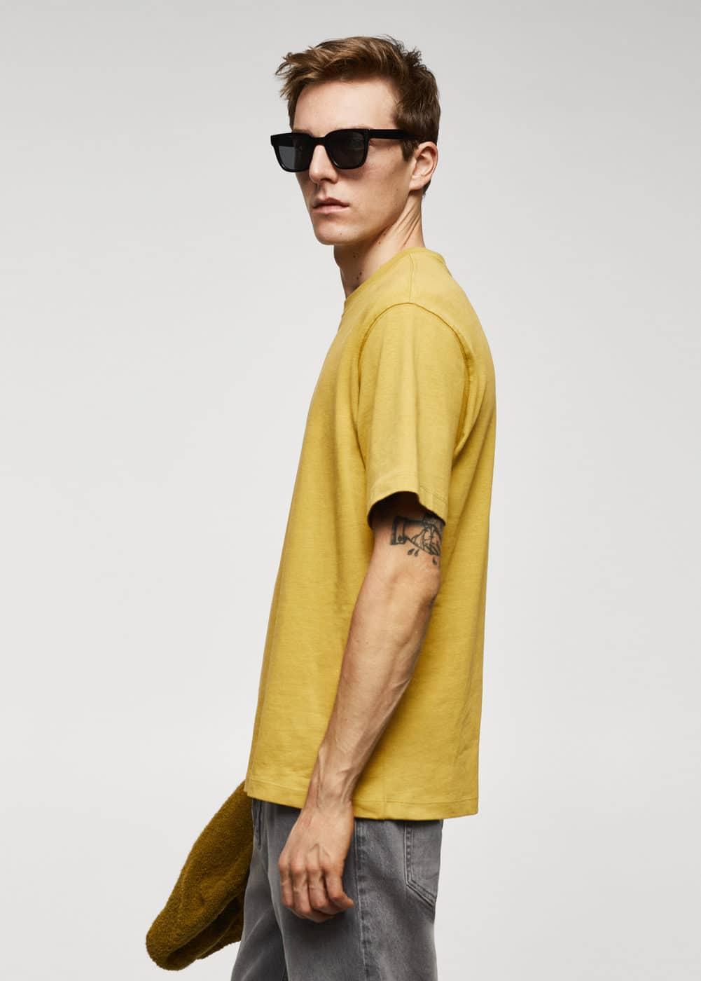 MANGO MAN - Basic 100% cotton relaxed-fit t-shirt mustardMen Product Image