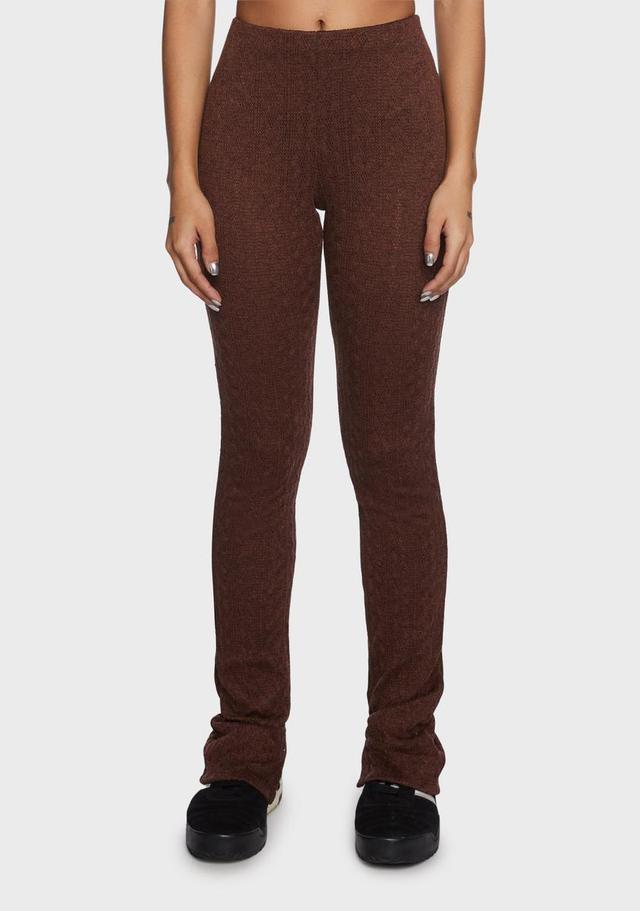 High Waisted Knit Leggings - Brown Product Image