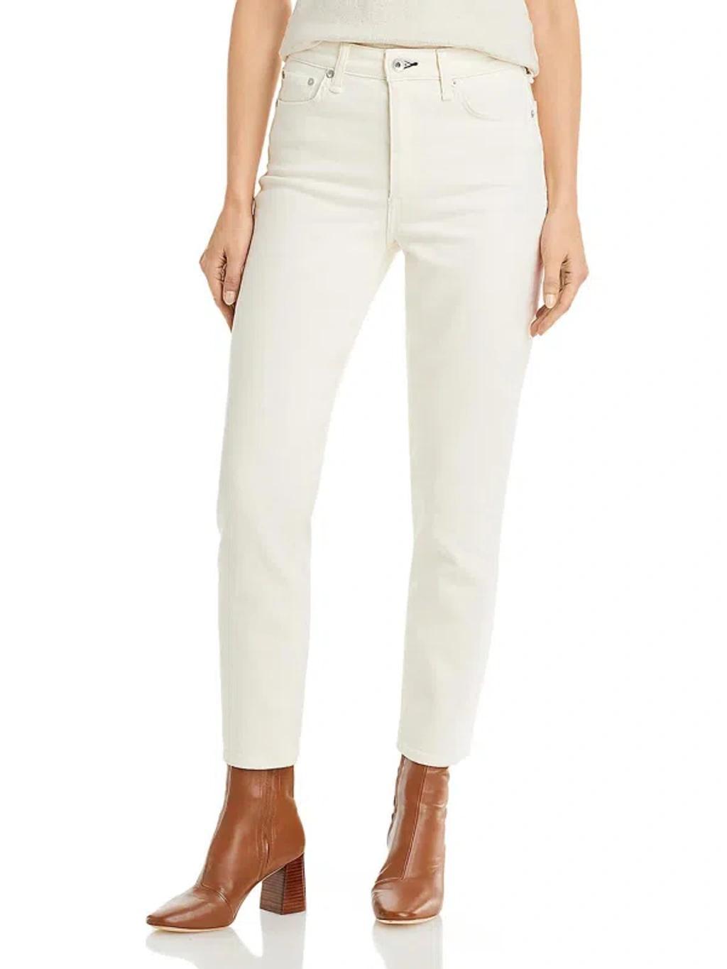 RAG & BONE Womens High Rise Ankle Cigarette Jeans In White Product Image