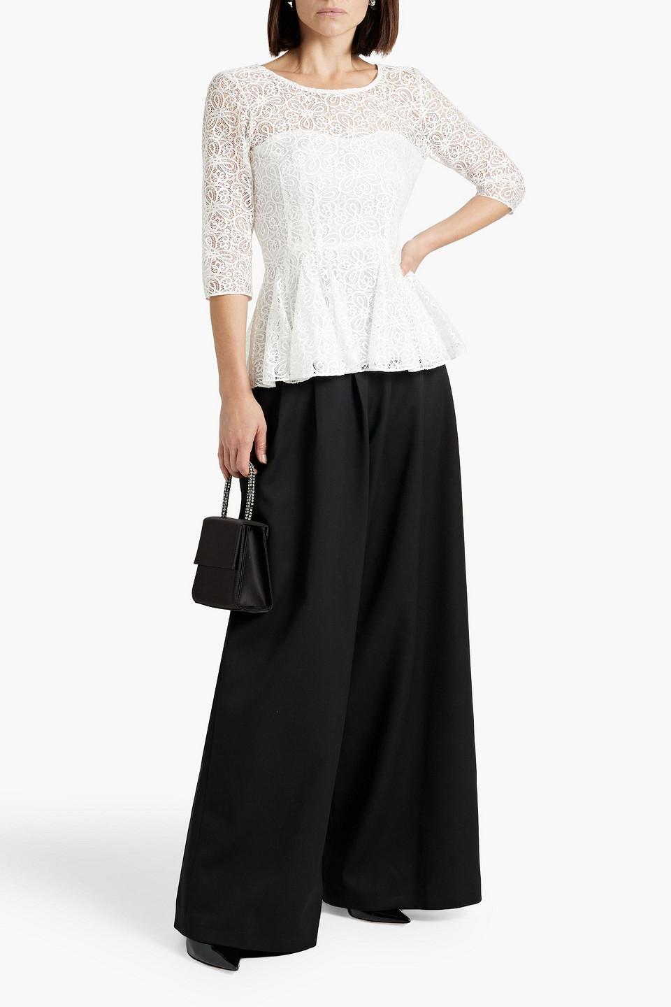 Pleated Wool Wide-leg Pants In Black Product Image