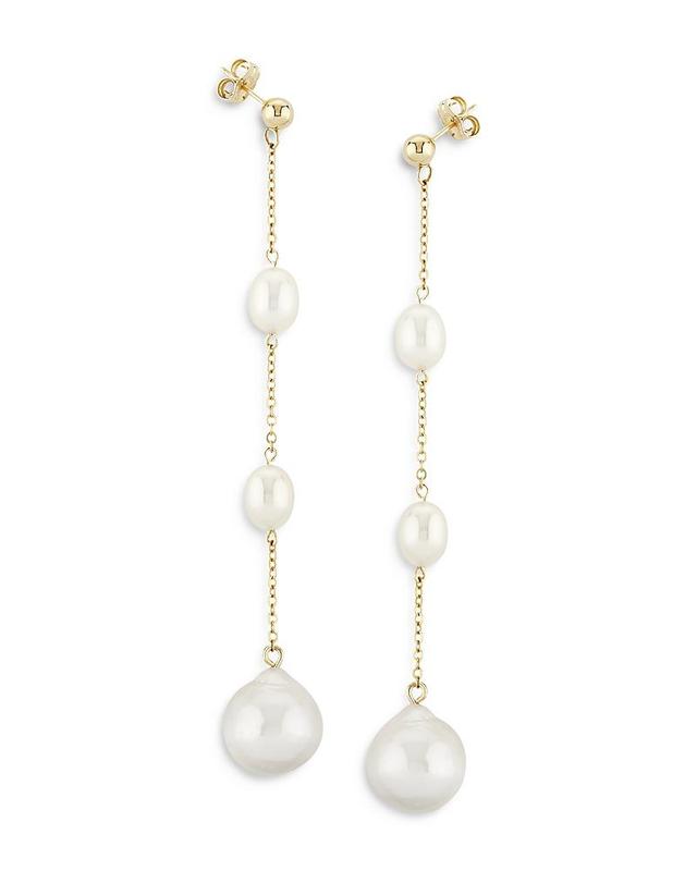 Saks Fifth Avenue Made in Italy Saks Fifth Avenue Women's 14K Yellow Gold & 6-12MM White Baroque Drop Earrings  - female - Size: one-size Product Image