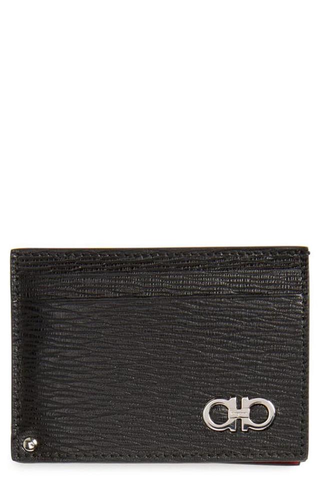 FERRAGAMO Revival Calfskin Leather Card Case In Black Product Image