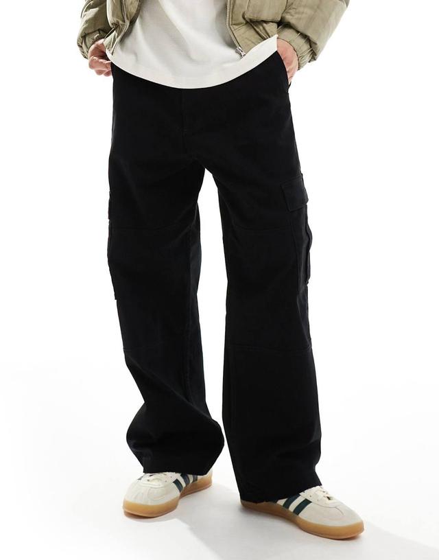 Jack & Jones evan baggy fit cargo pants in black Product Image