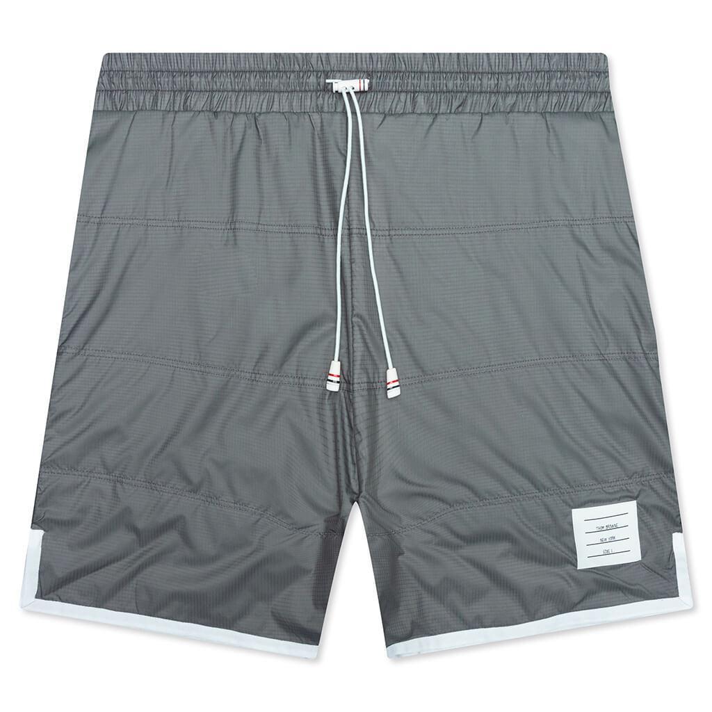 Track Shorts w/ Jersey Lining in Quilted Ripstop - Silver Male Product Image