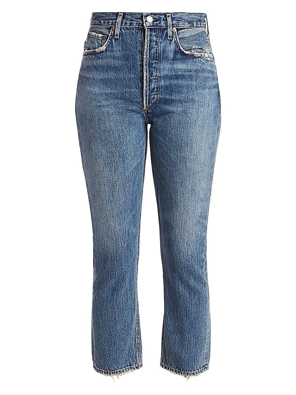 Womens Riley Mid-Rise Straight-Leg Ankle Jeans product image