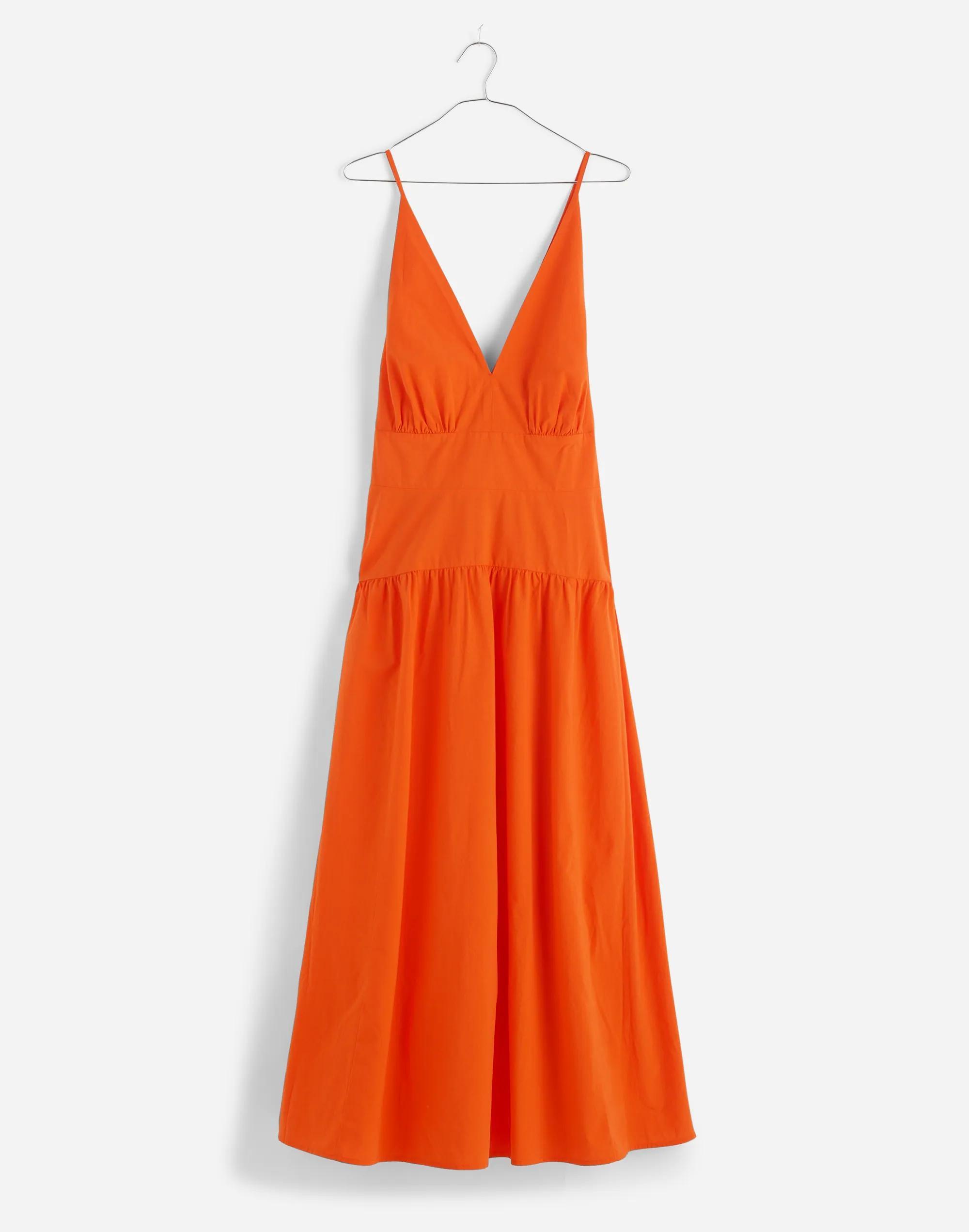 Smocked Halter Midi Dress in Poplin Product Image