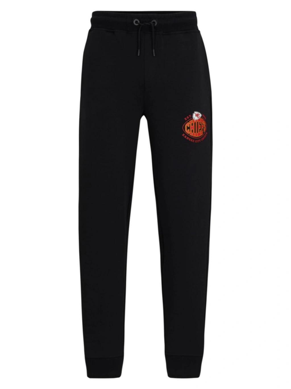 HUGO BOSS Boss X Nfl Cotton-blend Tracksuit Bottoms With Collaborative Branding In Chiefs Black Product Image