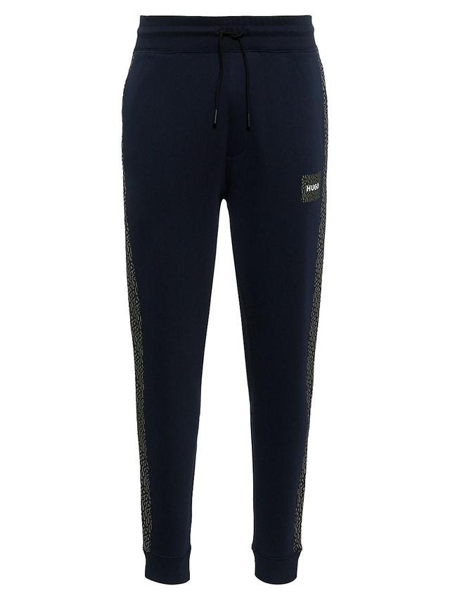 Mens Cotton-terry tracksuit bottoms with logo patch and inserts Product Image