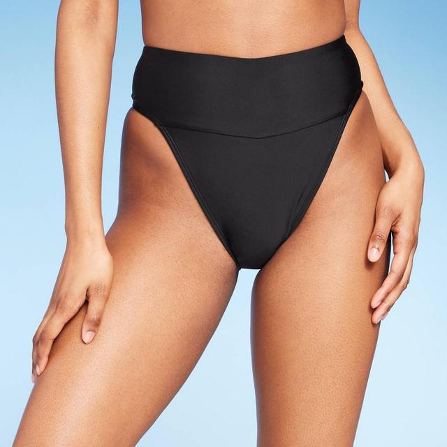 Womens High Waist Extra High Leg Extra Cheeky Bikini Bottom - Wild Fable Black XL Product Image