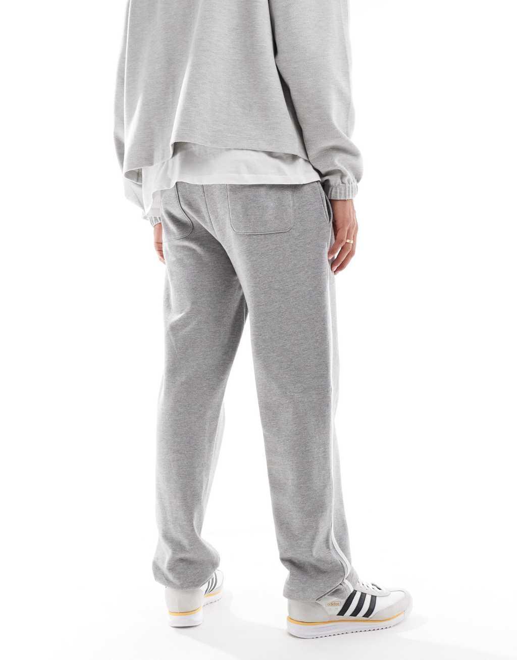 ASOS DESIGN straight leg sweatpants with textured side stripes in gray heather Product Image