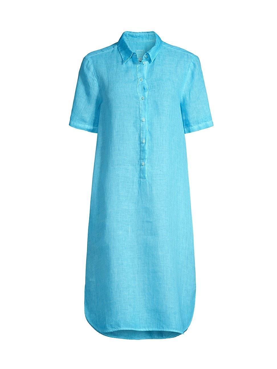 Womens Linen Midi Shirtdress Product Image