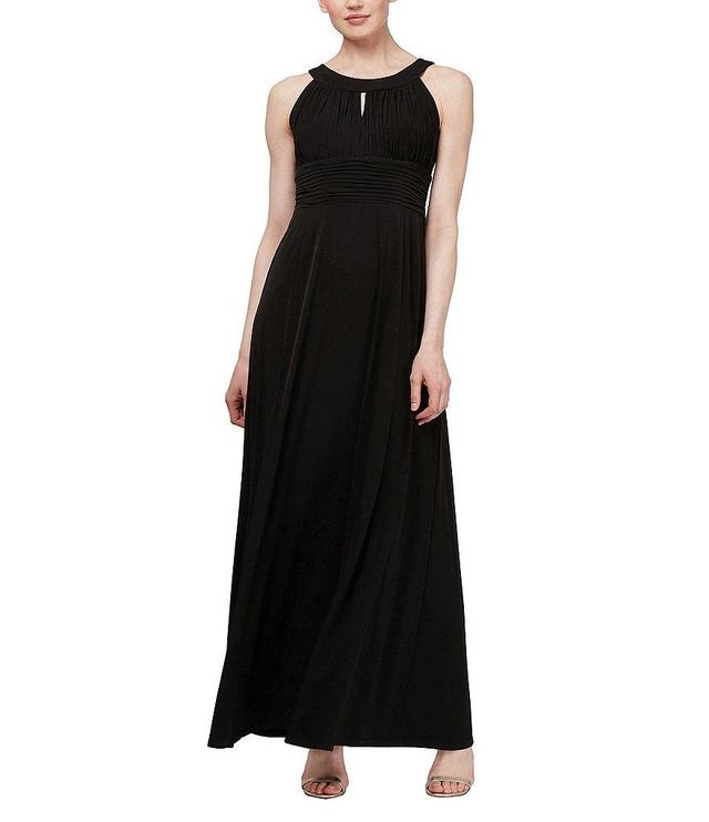 Ignite Evenings Sleeveless Keyhole Neck Ruched Waist Maxi Dress Product Image