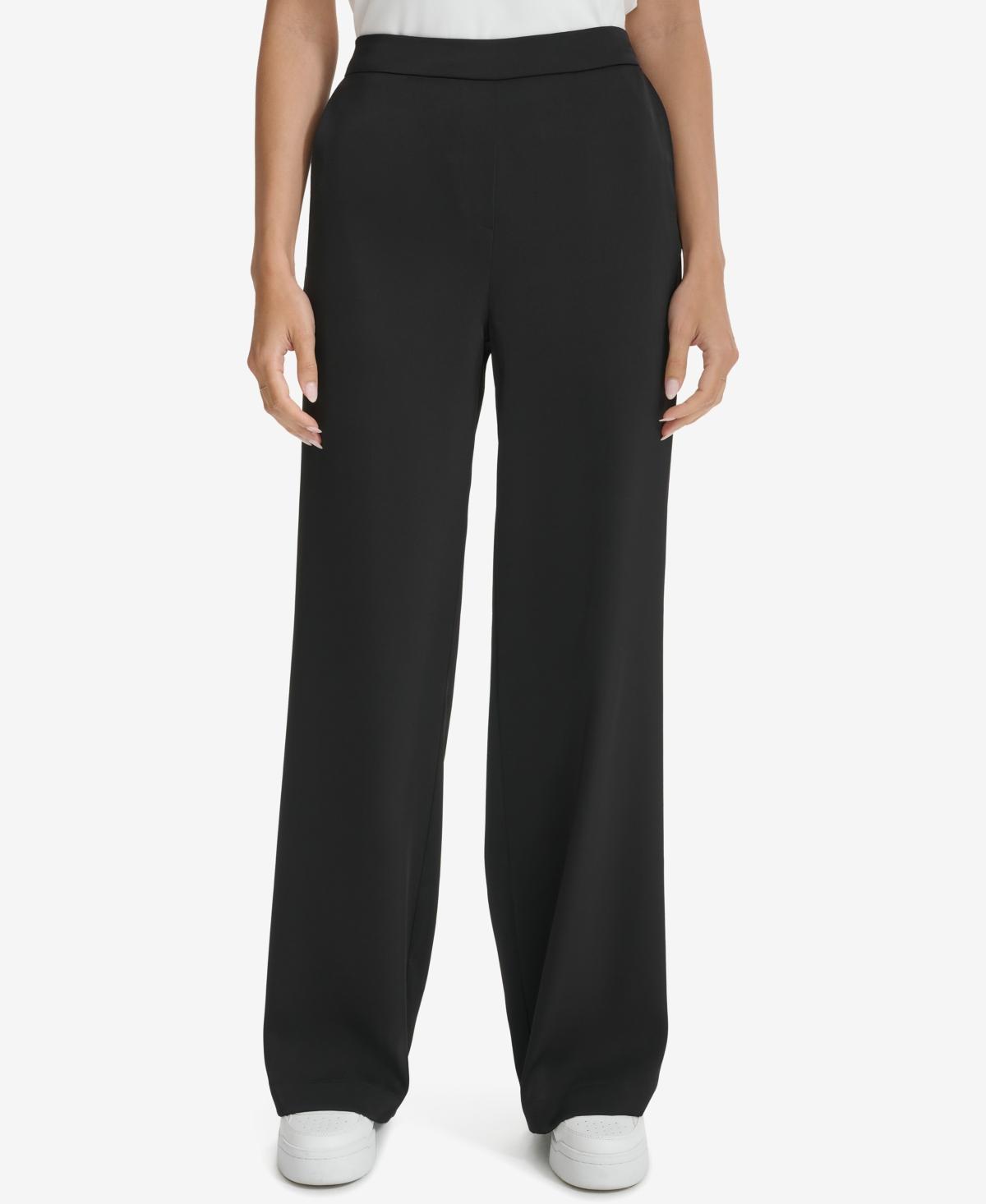 Calvin Klein Womens Elastic-Back Wide-Leg Pants product image