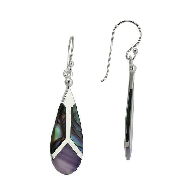 Sterling Silver Abalone & Shell Teardrop Dangle Earrings, Womens, Purple Product Image