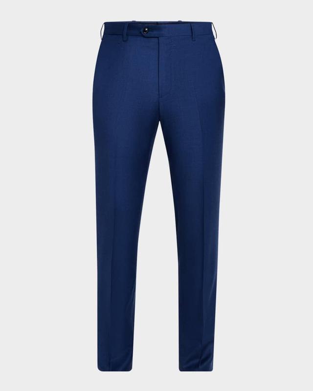 Men's Flat-Front Wool-Blend Trousers Product Image