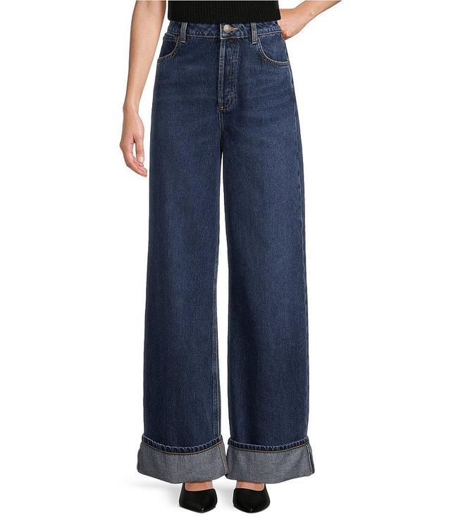 Antonio Melani Anne Denim High Rise 5-Pocket Wide Leg Long Cuff Jeans Product Image