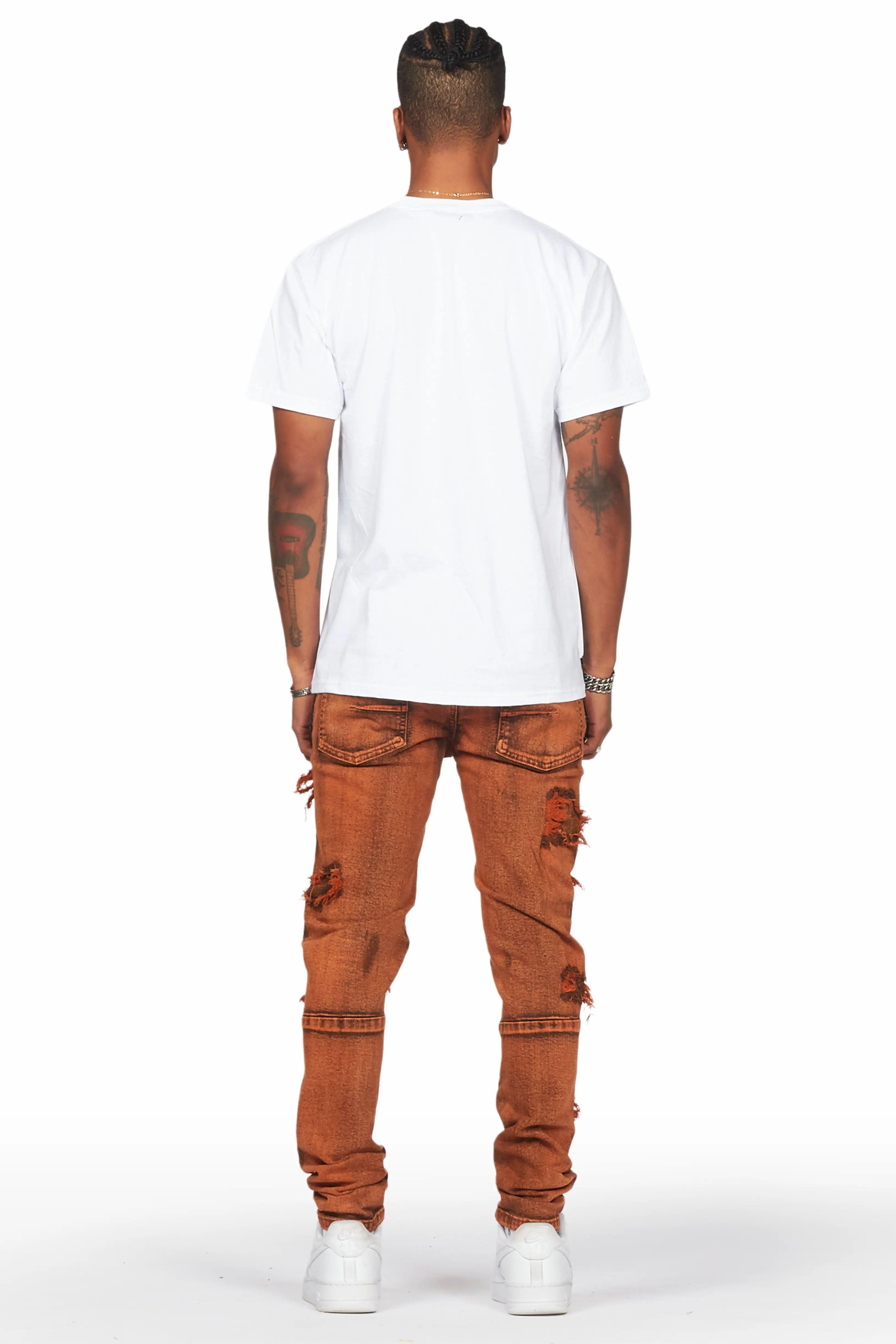 Dalit Orange Under Patch Skinny Fit Jean Male Product Image