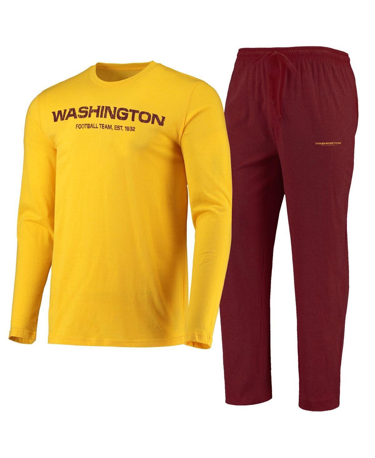 Mens Concepts Sport Burgundy Washington Football Team Meter Long Sleeve T-shirt and Pants Sleep Set - Burgundy Product Image