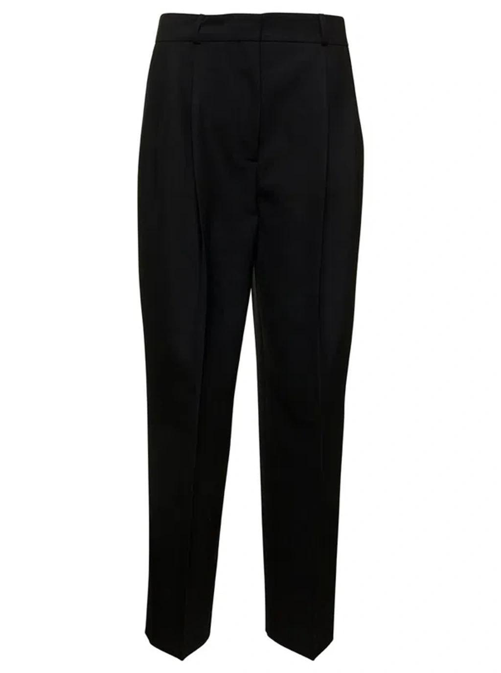 Black Double Pleated Tailored Trousers Product Image