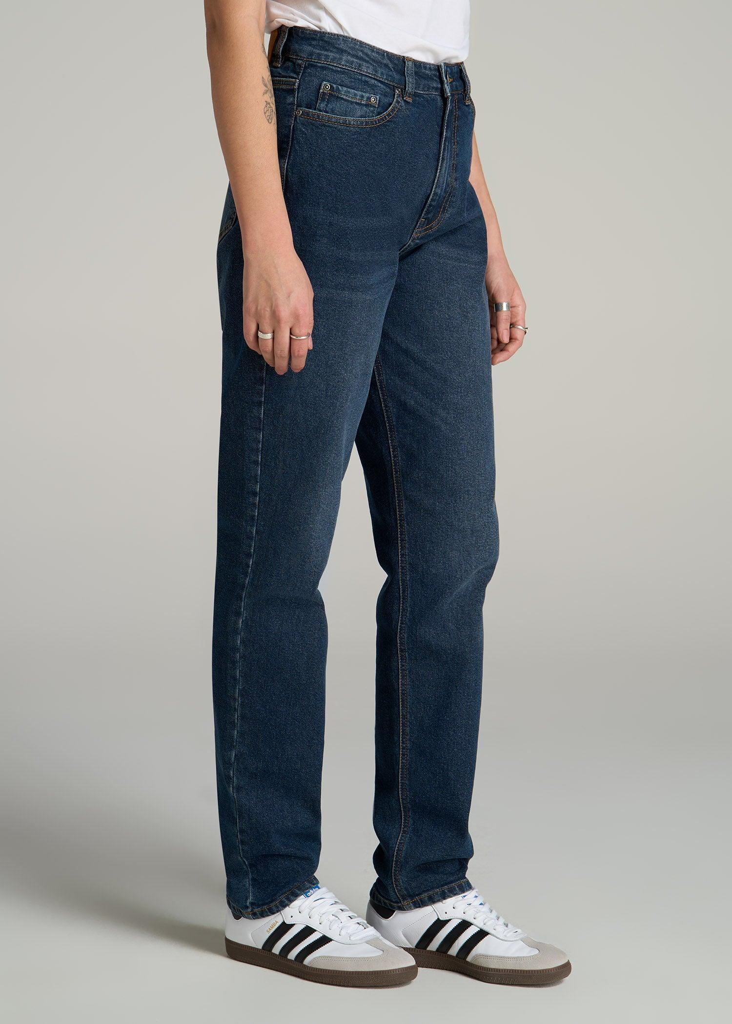 Emma High Rise Relaxed Tapered Tall Women's Jeans in Faded Dark Indigo Female Product Image