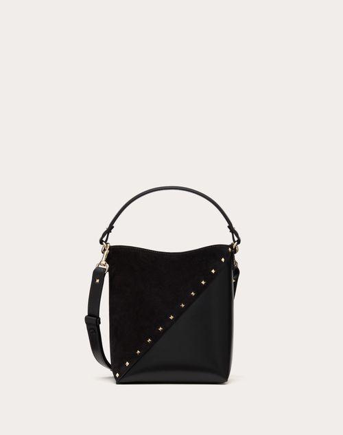 VALENTINO GARAVANI VALENTINO GARAVANI ROCKSTUD WISPY BUCKET BAG IN CALFSKIN AND SUEDE Product Image