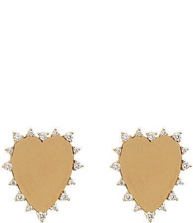 Womens Everlasting 14K-Gold-Plated & Cubic Zirconia Heart Stud Earrings Product Image