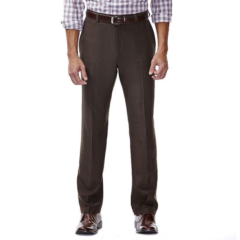 Mens Haggar eCLo Stria Classic-Fit Flat-Front Dress Pants Product Image