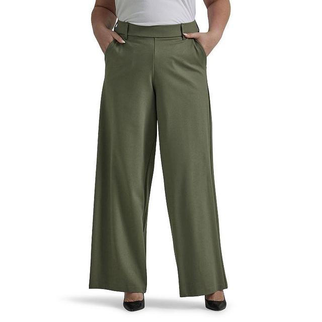 Plus Size Lee Ultra Lux Comfort Any Wear Wide Leg Pull-On Pants, Womens Green Grove Product Image