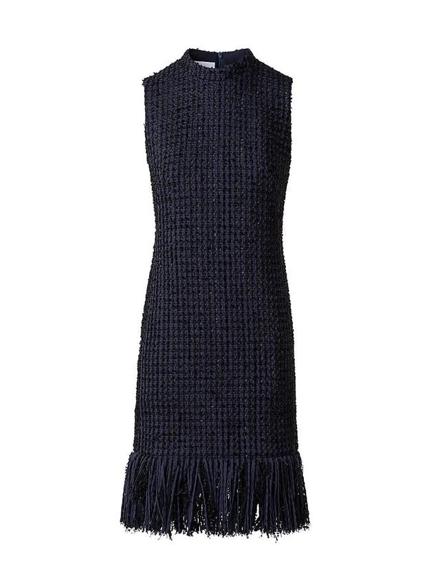 Womens Fringe-Trimmed Tweed Sheath Dress Product Image