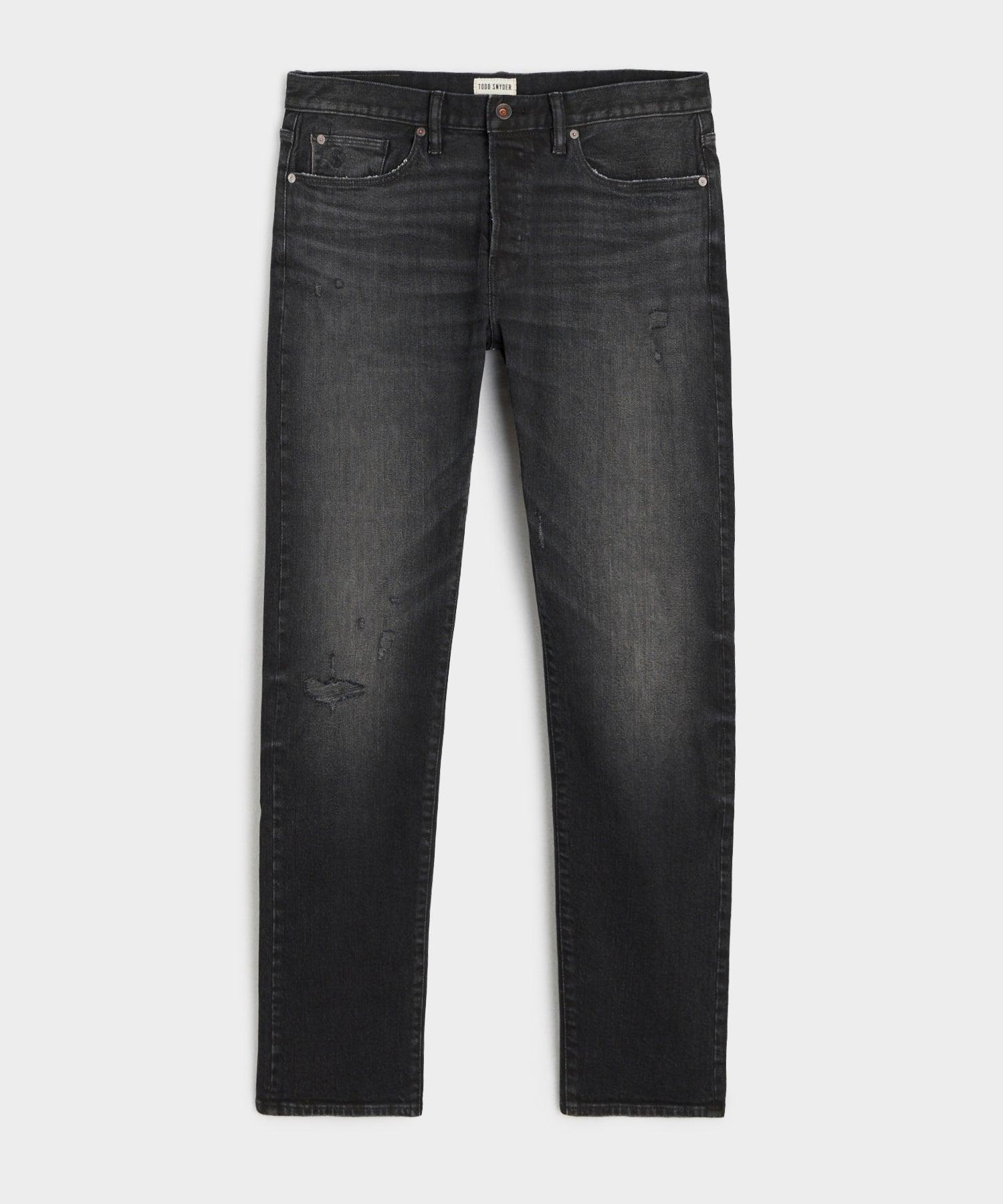 Slim Selvedge Jean in Black Destroyed Wash Product Image