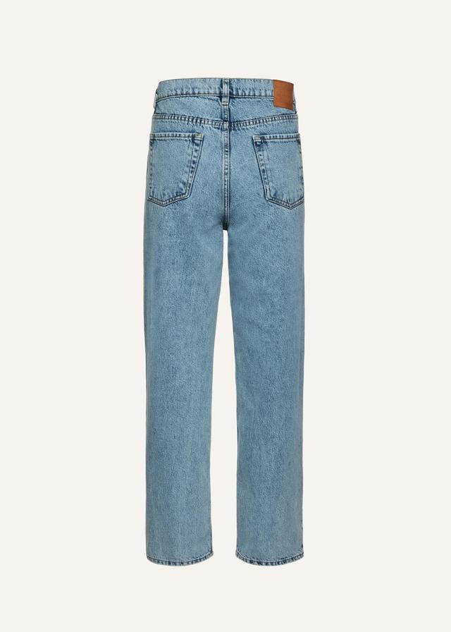 Loose leg denim pants in faded blue Product Image