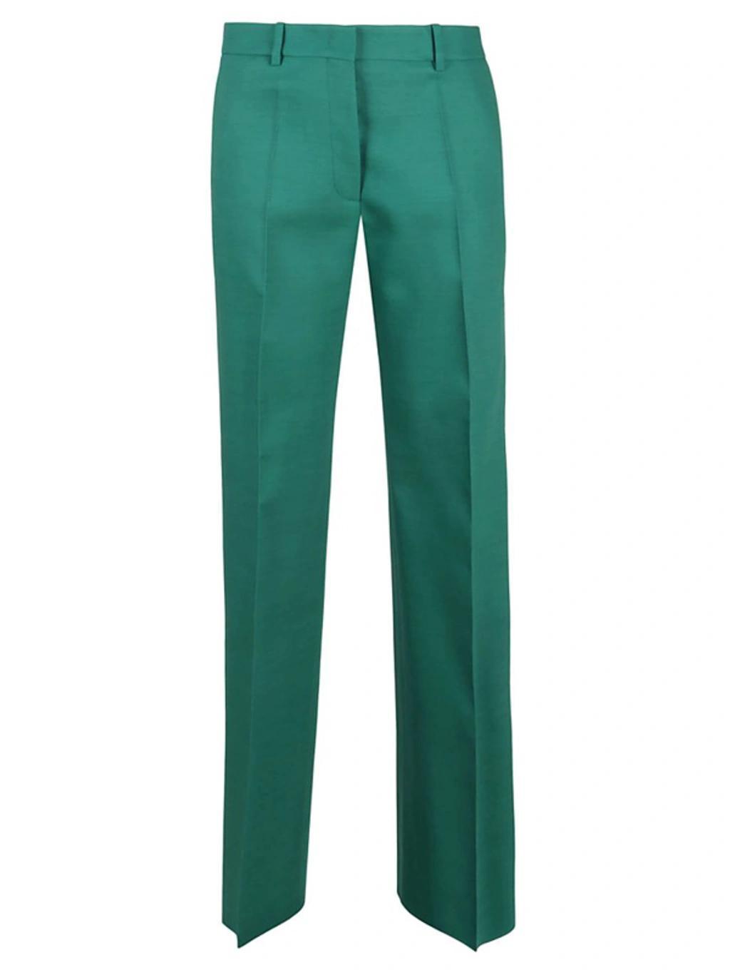 High Waist Straight Leg Trousers In Green Product Image