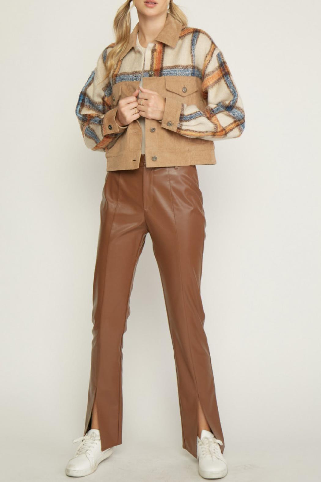 Corduroy Plaid Mix Jacket Product Image