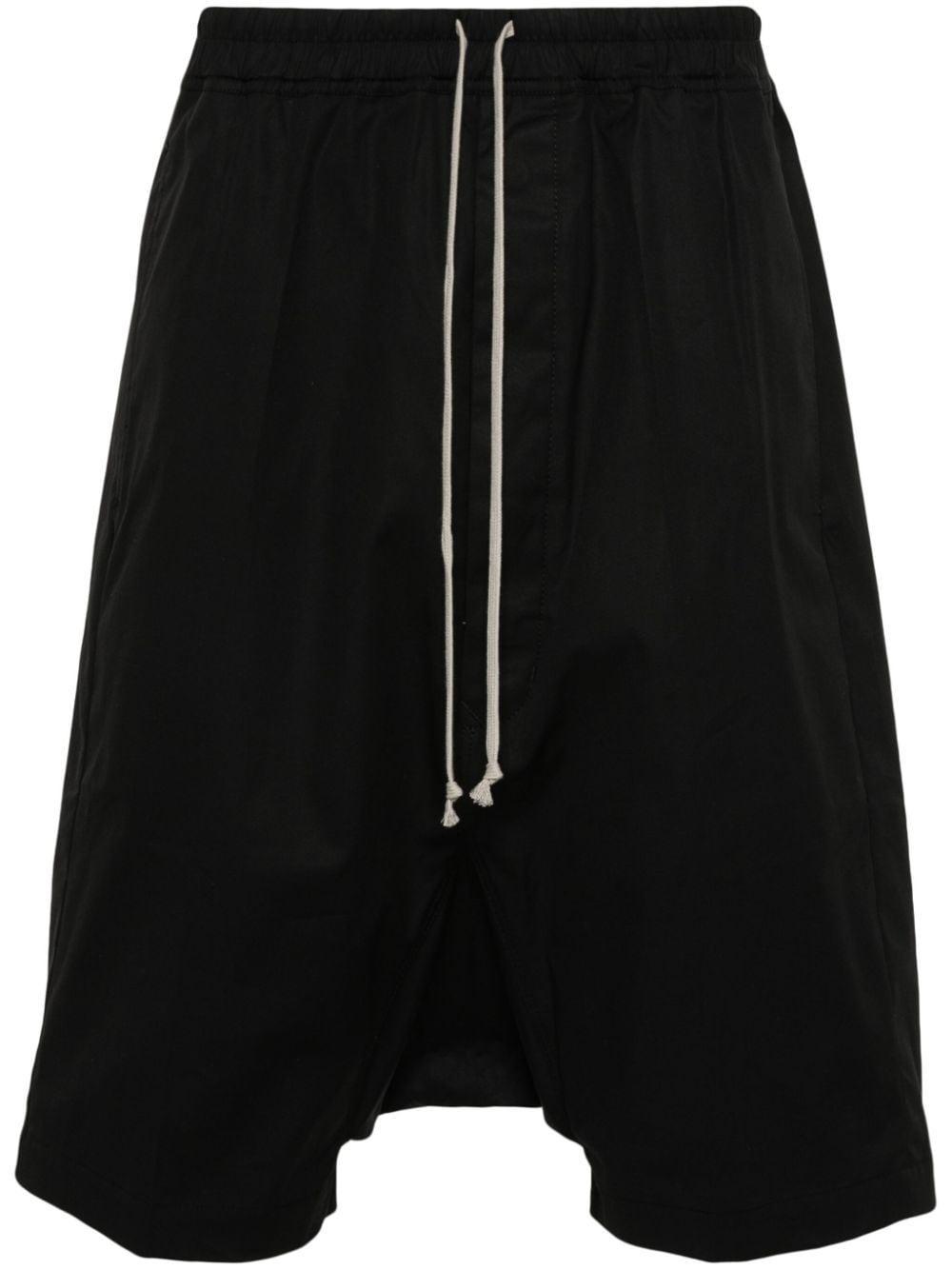 Poplin Drop-crotch Shorts In Black Product Image