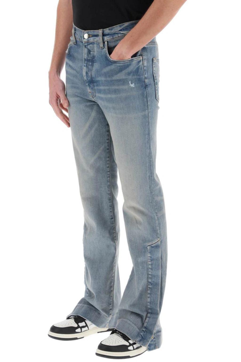 Blue Stacked Flared Jeans Product Image