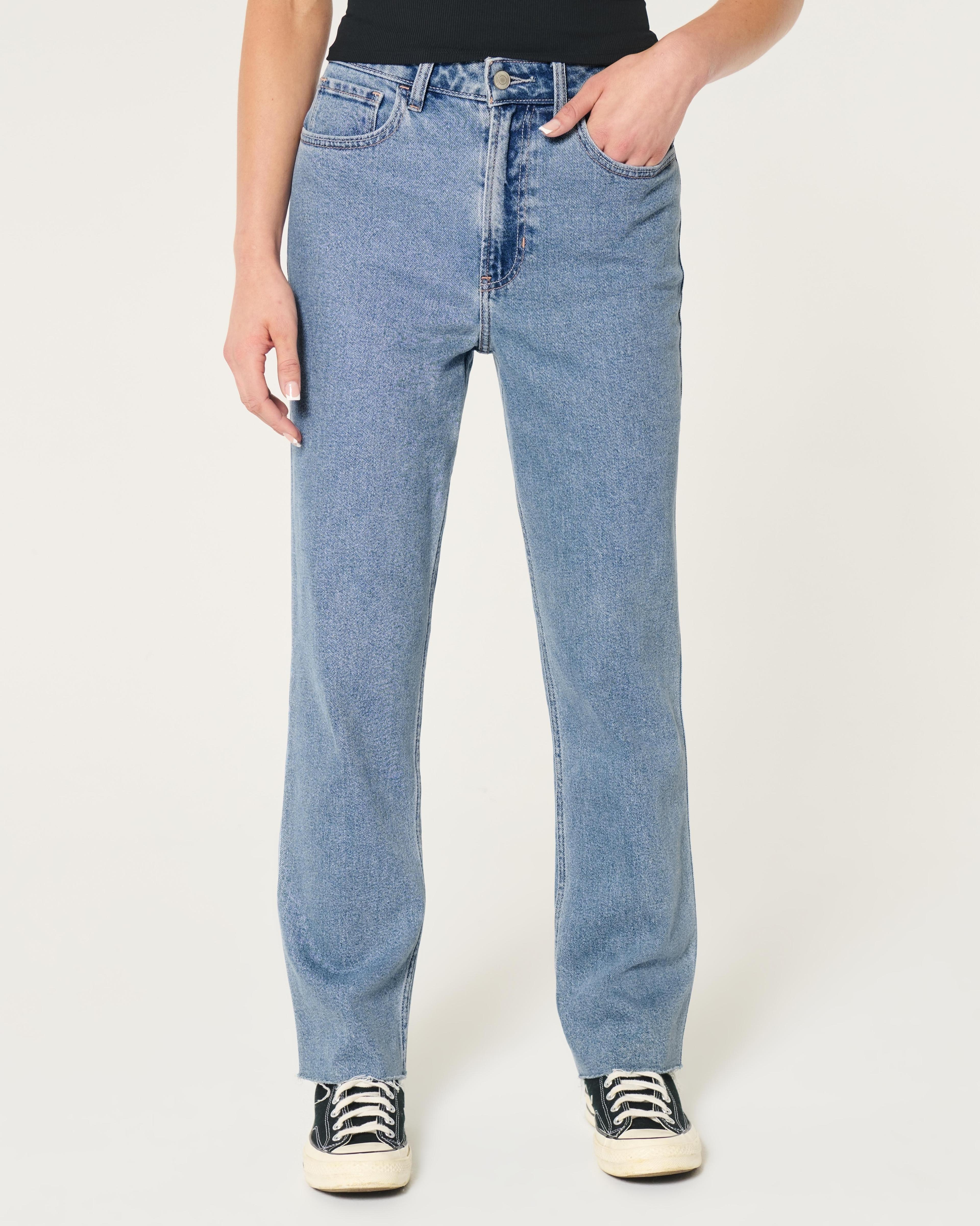 Ultra High-Rise Medium Wash 90s Straight Jeans Product Image