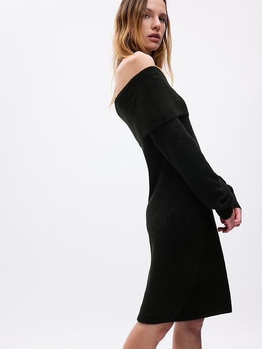 Off-Shoulder Mini Sweater Dress Product Image