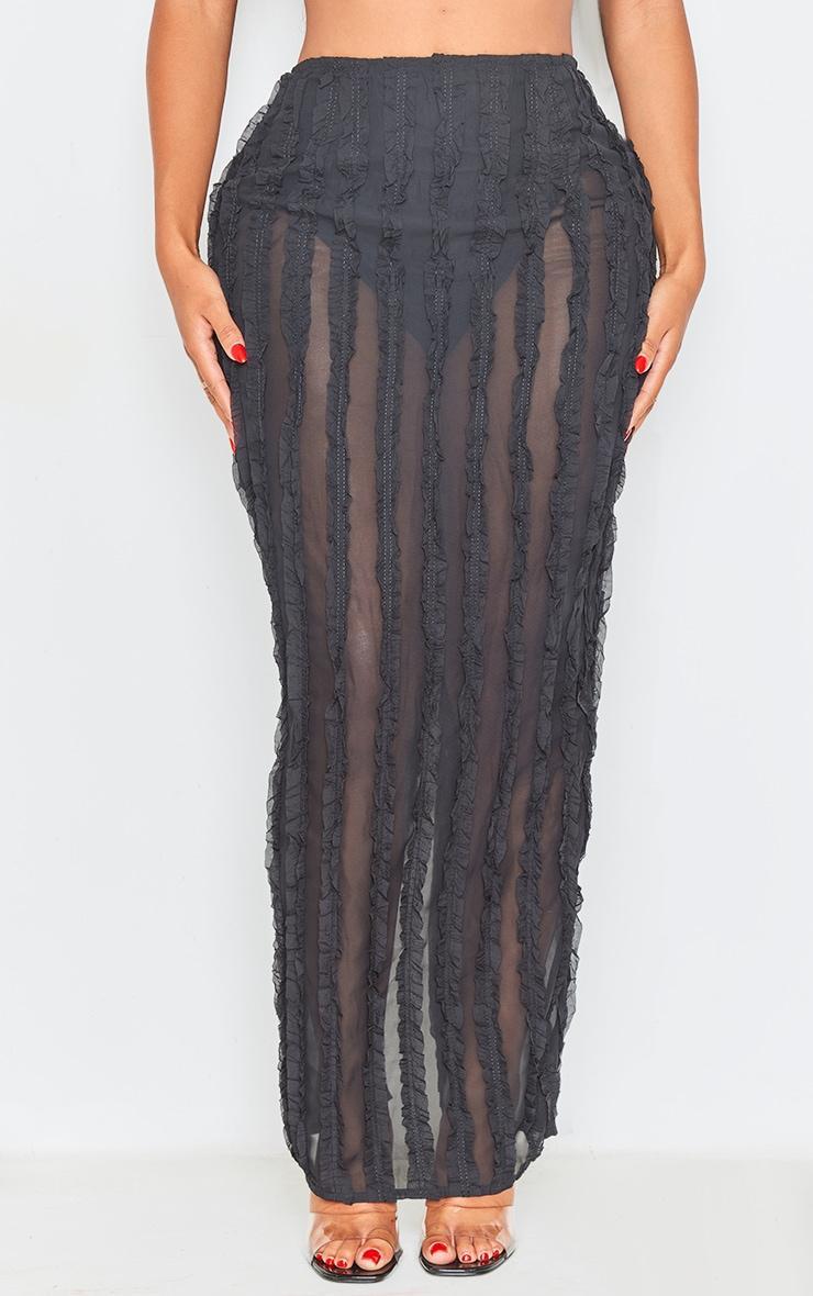 Shape Black Textured Ruffle Maxi Skirt Product Image