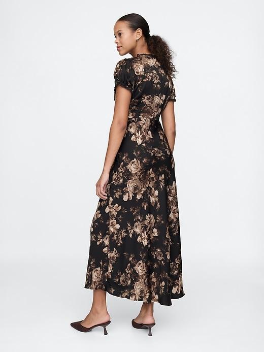 Satin Lace-Trim Floral Maxi Dress Product Image