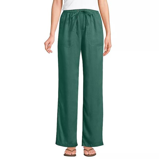 Petite Lands End Tencel High Rise Wide Leg Pants, Womens Washed Green Product Image