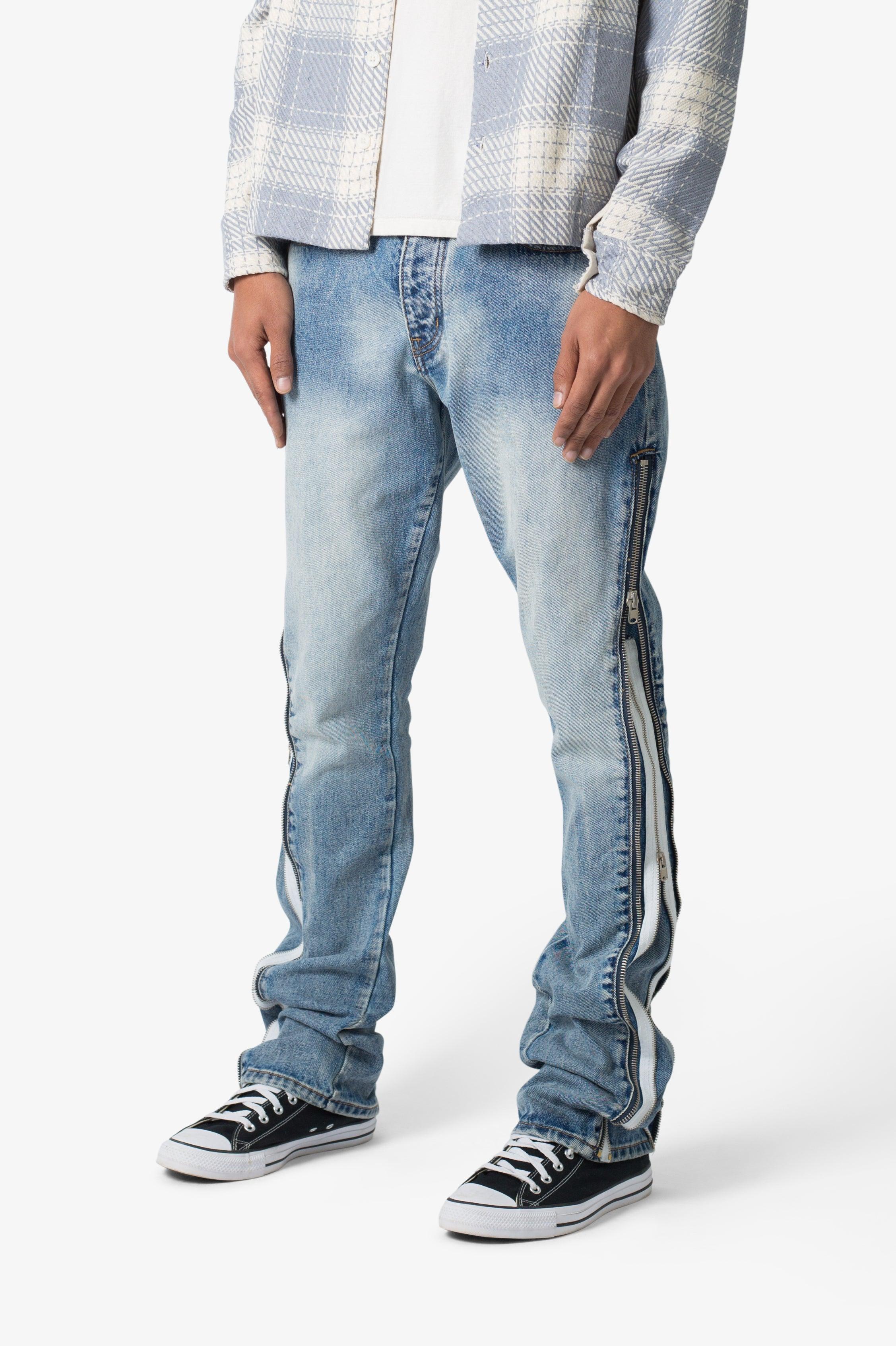 B574 Zipper Flare Denim - Blue Product Image