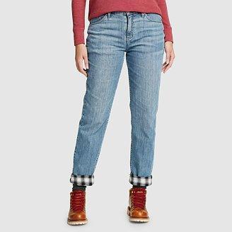 Women's Boyfriend Flannel-Lined Jeans Product Image