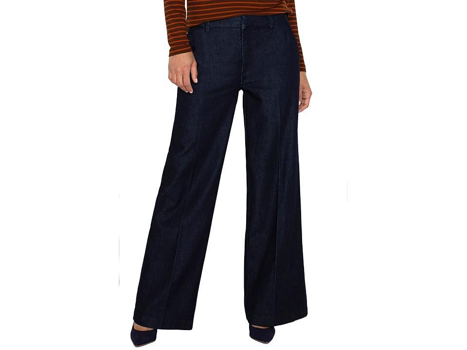 Liverpool Los Angeles Kelsey Wide Leg Trouser Mid Rise Polished Denim (Indigo Rinse) Women's Dress Pants Product Image